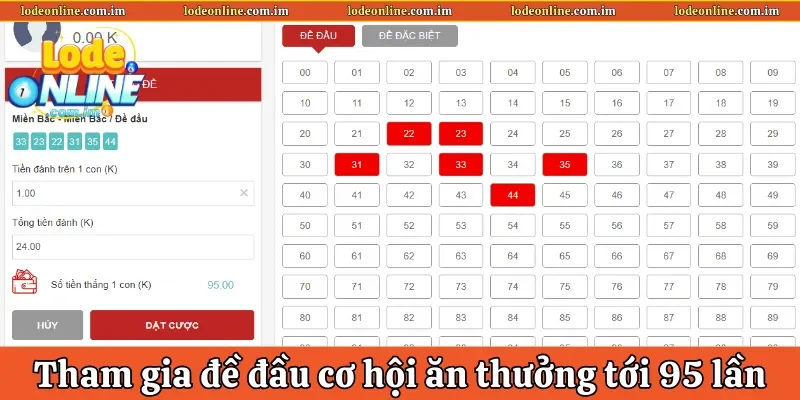 Tham gia cược đề đầu cơ hội ăn thưởng tới 95 lần